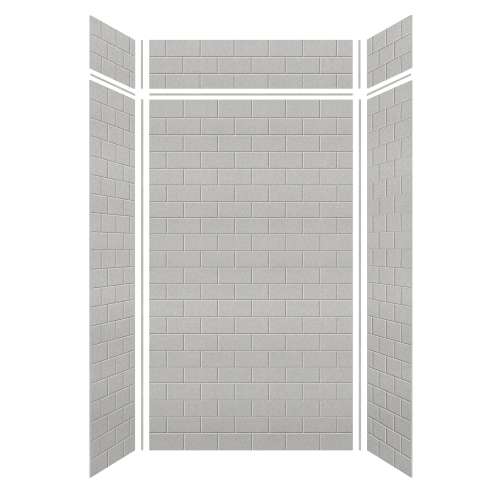Monterey 48-in x 36-in x 84/12-in Glue to Wall 6-Piece Transition Shower Wall Kit, Grey Stone/Tile