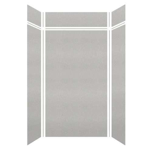 Monterey 48-in x 36-in x 84/12-in Glue to Wall 6-Piece Transition Shower Wall Kit, Grey Stone/Velvet