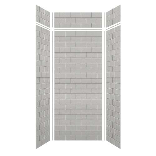 Samuel Mueller Monterey 36-in x 36-in x 84/12-in Glue to Wall 6-Piece Transition Shower Wall Kit, Grey Stone/Tile