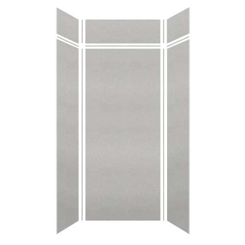 Monterey 36-in x 36-in x 84/12-in Glue to Wall 6-Piece Transition Shower Wall Kit, Grey Stone/Velvet
