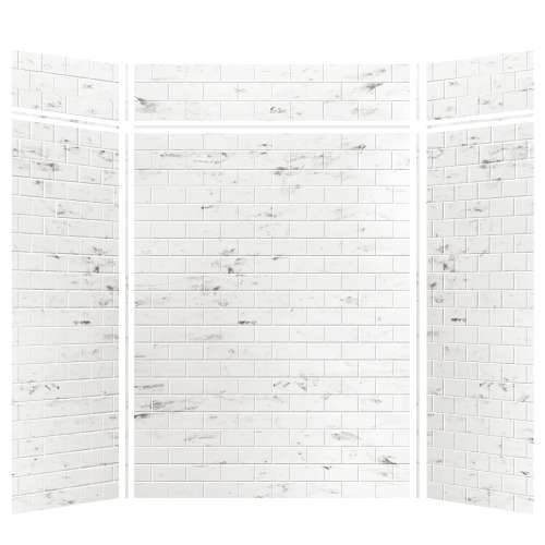 Samuel Mueller Monterey 60-in x 36-in x 84/12-in Glue to Wall 6-Piece Transition Shower Wall Kit, Carrara/Tile