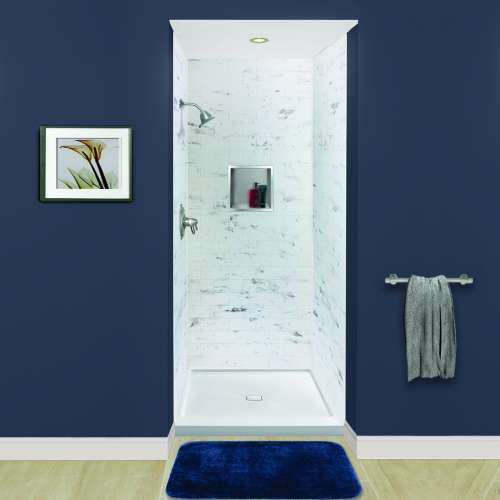 Samuel Müeller SMMWK363696-47 Monterey 36-in x 36-in x 96-in Glue to Wall 3-Piece Shower Wall Kit, Carrara (4-in x 8-in Subway Tile Pattern)
