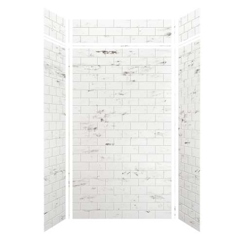 Samuel Mueller Monterey 48-in x 36-in x 84/12-in Glue to Wall 6-Piece Transition Shower Wall Kit, Carrara/Tile