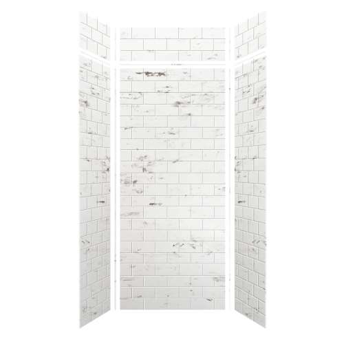 Samuel Mueller Monterey 36-in x 36-in x 84/12-in Glue to Wall 6-Piece Transition Shower Wall Kit, Carrara/Tile