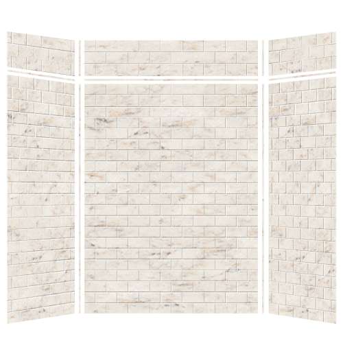 Monterey 60-in x 36-in x 84/12-in Glue to Wall 6-Piece Transition Shower Wall Kit, Butterscotch/Tile