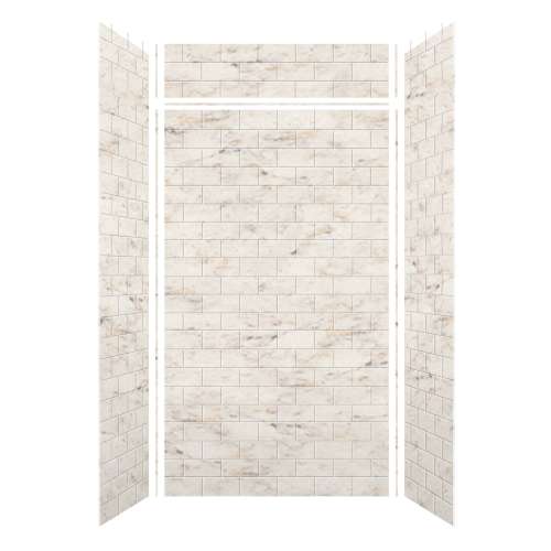 Monterey 48-in x 36-in x 84/12-in Glue to Wall 6-Piece Transition Shower Wall Kit, Butterscotch/Tile