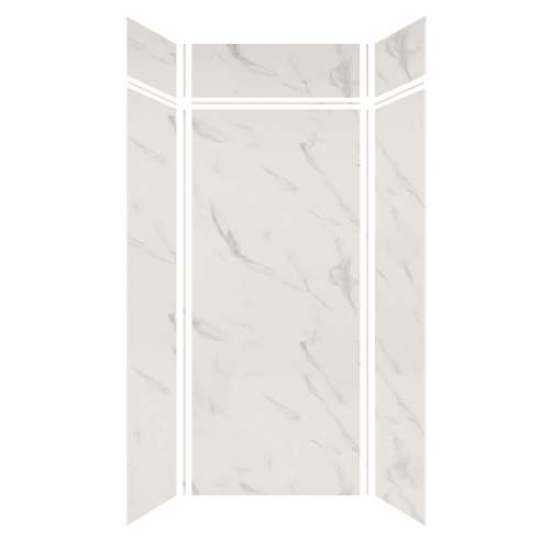 Silhouette 36-in x 36-in x 84/12-in Glue to Wall 3-Piece Transition Shower Wall Kit, Pearl Stone