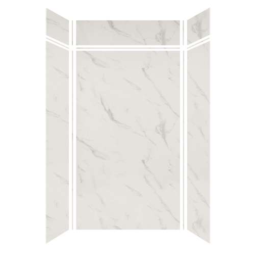 Silhouette 48-in x 36-in x 84/12-in Glue to Wall 3-Piece Transition Shower Wall Kit, Pearl Stone