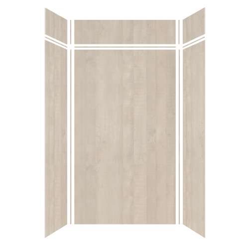 Silhouette 48-in x 36-in x 84/12-in Glue to Wall 3-Piece Transition Shower Wall Kit, Washed Oak