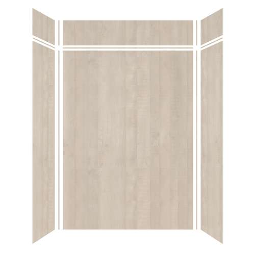Silhouette 60-in x 36-in x 84/12-in Glue to Wall 3-Piece Transition Shower Wall Kit, Washed Oak