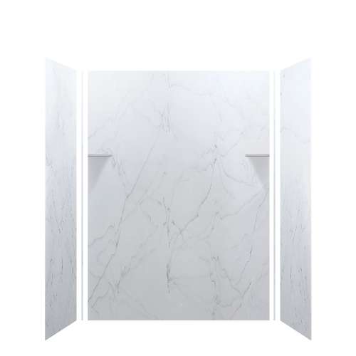 Samuel Mueller Luxura 60-in x 36-in x 84-in Glue to Wall 3-Piece Tub Wall Kit, Palladium White