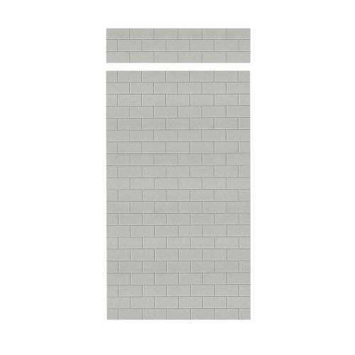 Monterey 48-in x 84+12-in Glue to Wall Transition Wall Panel, Grey Stone/Tile
