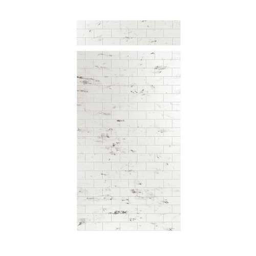 Monterey 48-in x 84+12-in Glue to Wall Transition Wall Panel, Carrara/Tile