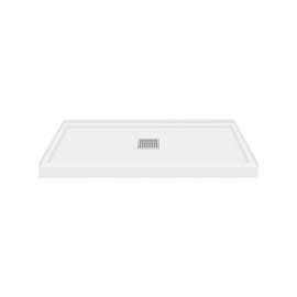 SMFL4832C-31 48-in x 32-in Linear Single Threshold Shower Base With Center Drain, White