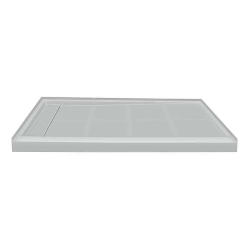 48-in x 32-in Single Threshold Left Hand Linear Concealed Drain Shower Base, Grey