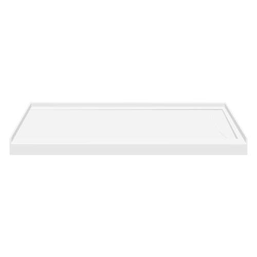 Samuel Mueller SMFSL6032R-01 60-In X 32-In Cast Solid Surface Low Profile Shower Base With Linear Concealed Right Hand Drain, White