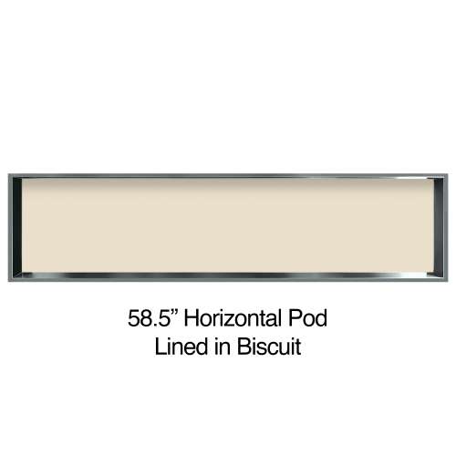 58.5-in Recessed Horizontal Storage Pod Rear Lined in Biscuit