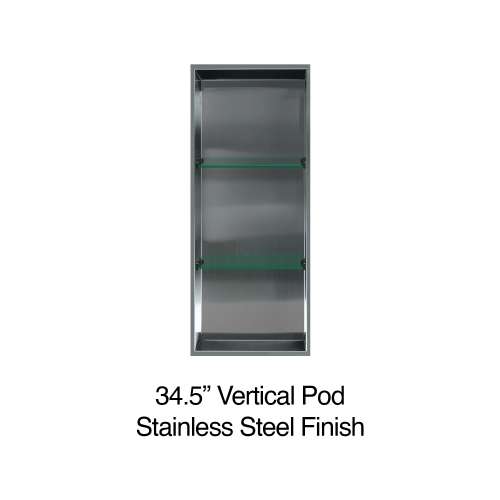 34.5-in Recessed Vertical Storage Pod, Brushed Stainless