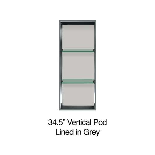 34.5-in Recessed Vertical Storage Pod Rear Lined in Grey