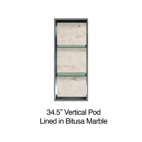 34.5-in Recessed Vertical Storage Pod Rear Lined in Butterscotch