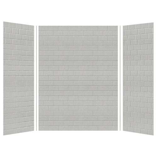 Monterey 60-in x 36-in x 84-in Glue to Wall 3-Piece Tub Wall Kit, Grey Stone/Tile
