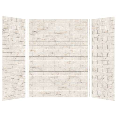 Monterey 60-in x 36-in x 84-in Glue to Wall 3-Piece Tub Wall Kit, Butterscotch/Tile