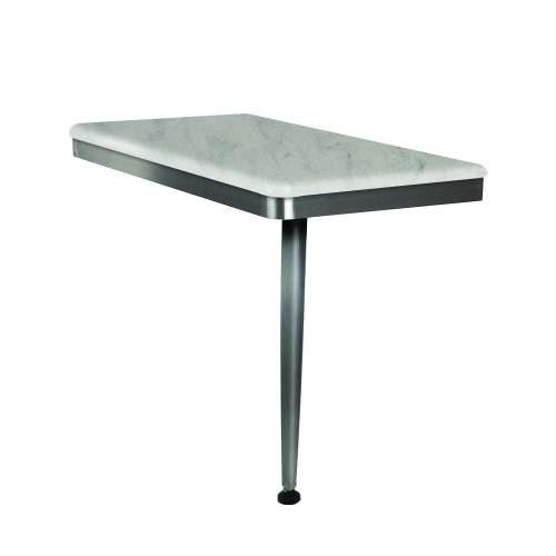 Samuel Mueller 24in x 12in Right-Hand Shower Seat with Brushed Stainless Frame and Leg, Creme Brulee