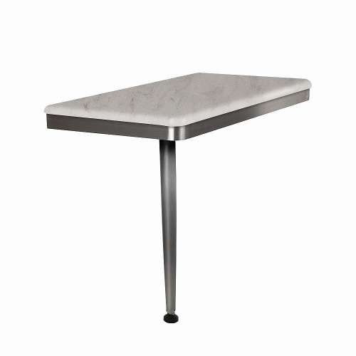 Samuel Mueller 24in x 12in Left-Hand Shower Seat with Brushed Stainless Frame and Leg, Creme Brulee