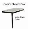 24in x 12in Left-Hand Shower Seat with PVD Coated Matte Black Frame and Leg, Carrara