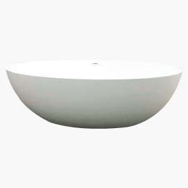 SMSSF6736-01 Sabrina 67-in x 36-in x 22-in Resin Stone Freestanding Bathtub With Center Drain, White (Velvet)