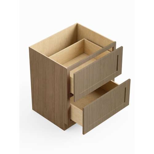 SM2DB24-ASM-FR01-TW Framington 24-in x 24-in x 35-in Assembled Remington Two Drawer Base Cabinet, Tan Wood