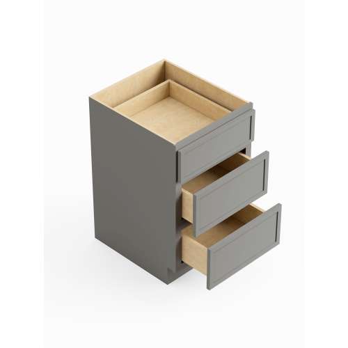 SM3DB36-RTA-FR02-LG Framington 36-in x 24-in x 35-in Ready To Assemble Latitude Three Drawer Base Cabinet, Light Grey