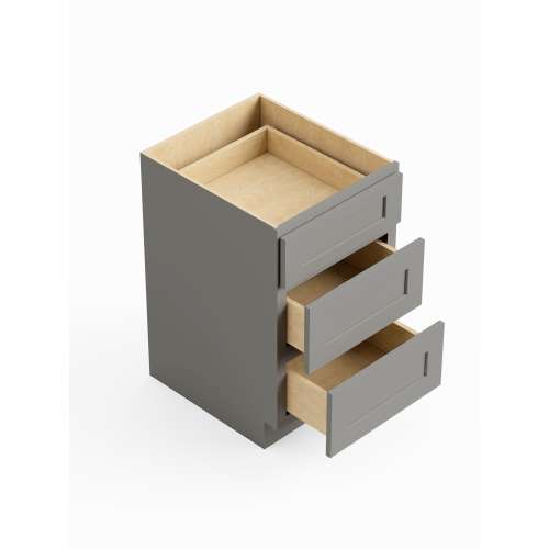 SM3DB30-ASM-FR01-LG Framington 30-in x 24-in x 35-in Assembled Remington Three Drawer Base Cabinet, Light Grey