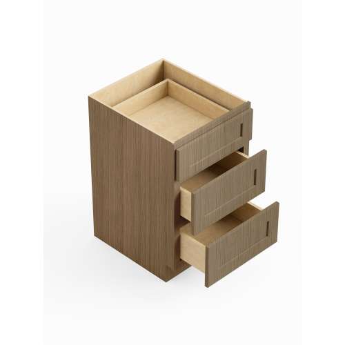 SM3DB30-ASM-FR01-TW Framington 30-in x 24-in x 35-in Assembled Remington Three Drawer Base Cabinet, Tan Wood