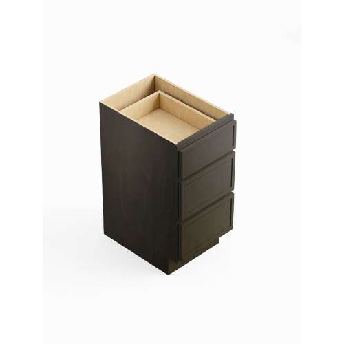 SM3VDB12-RTA-FR02-SG Framington 12-in x 21-in x 35-in Ready to Assemble Latitude Vanity Three Drawer Base Cabinet, Smokey Grey