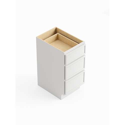 Samuel Müeller SM3VDB12-RTA-FR02-WH Framington 12-in x 21-in x 35-in Ready to Assemble Latitude Vanity Three Drawer Base Cabinet, White