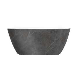 SMAFTF5929-G31M40 Flora 59-in x 29-in x 23-in Freestanding Acrylic Bathtub With Center Drain, Marble Grey/White (Gloss)