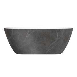 SMAFTF6729-G31M40 Flora Grande 67-in x 30-in x 23-in Freestanding Acrylic Bathtub With Center Drain, Marble Grey/White (Gloss)