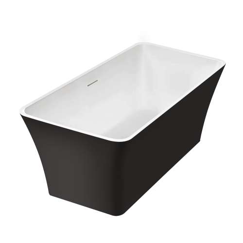 Samuel Müeller SMAFTL5930-M3109 Liberty 59-in x 30-in x 23-in Freestanding Acrylic Bathtub With Center Drain, Black/White (Matte)
