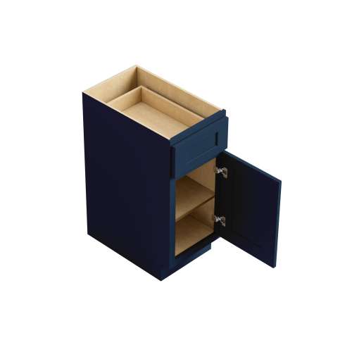 SMB15R-ASM-FR01-NB Framington 15-in x 24-in x 35-in Assembled Remington Single Door Single Drawer Base Cabinet With Right-Hand Opening Door, Navy Blue