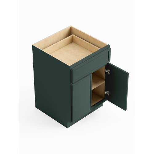 SMB24-RTA-FR02-GR Framington 24-in x 24-in x 35-in Ready To Assemble Latitude Double Door Single Drawer Base Cabinet, Green