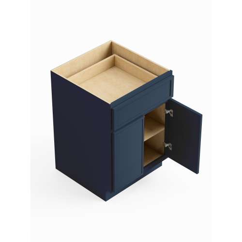 SMB30S-ASM-FR02-NB Framington 30-in x 24-in x 35-in Assembled Latitude Double Door Single Drawer Base Cabinet, Navy Blue