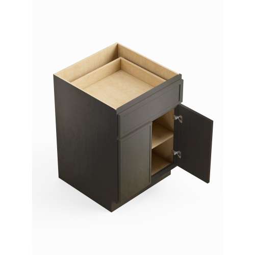 SMB30S-ASM-FR02-SG Framington 30-in x 24-in x 35-in Assembled Latitude Double Door Single Drawer Base Cabinet, Smokey Grey