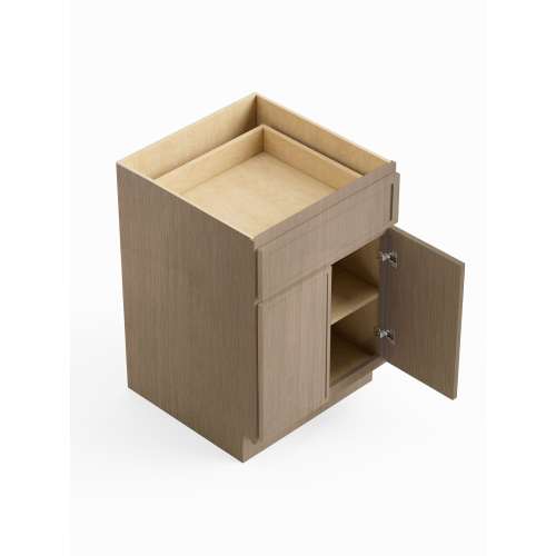 SMB27-RTA-FR02-TW Framington 27-in x 24-in x 35-in Ready To Assemble Latitude Double Door Single Drawer Base Cabinet, Tan Wood