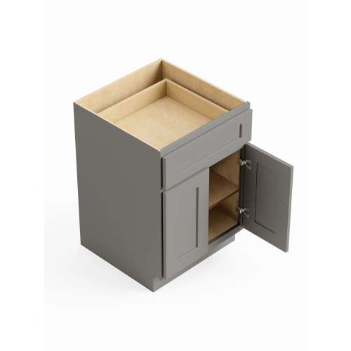 SMB30S-RTA-FR01-LG Framington 30-in x 24-in x 35-in Ready To Assemble Remington Double Door Single Drawer Base Cabinet, Light Grey