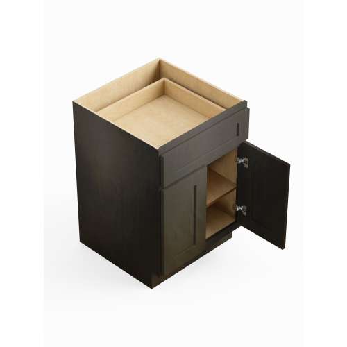 SMB24-ASM-FR01-SG Framington 24-in x 24-in x 35-in Assembled Remington Double Door Single Drawer Base Cabinet, Smokey Grey