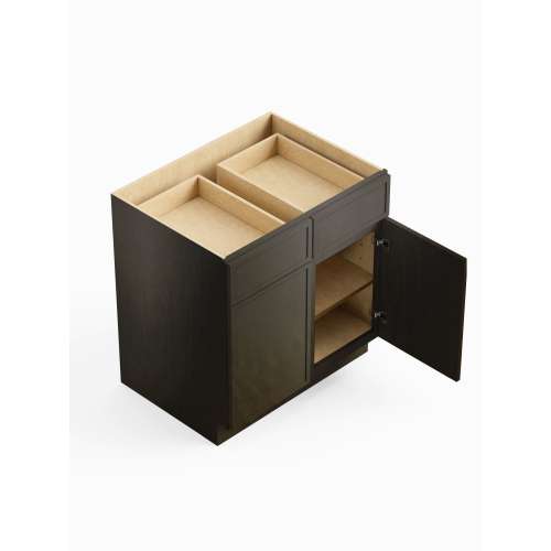 SMB42-RTA-FR02-SG Framington 42-in x 24-in x 35-in Ready To Assemble Latitude Double Door Double Drawer Base Cabinet, Smokey Grey