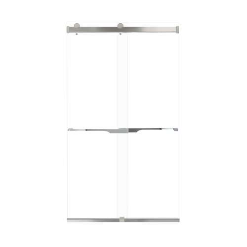 Samuel Mueller Brevity 48-in X 80-in By-Pass Shower Door with 5/16-in Frost Glass and Juliette Handle, Brushed Stainless