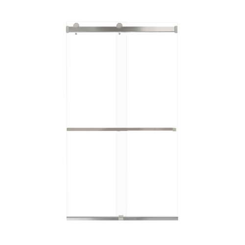 Samuel Mueller Brevity 48-in X 80-in By-Pass Shower Door with 5/16-in Clear Glass and Sampson Handle, Brushed Stainless
