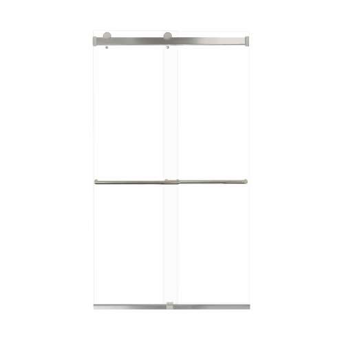 Samuel Mueller Brevity 48-in X 80-in By-Pass Shower Door with 5/16-in Clear Glass and Tyler Handle, Brushed Stainless